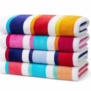 Kaufman Multicolor Velour Joey Cabana Stripe 32 x 62 All Cotton Beach 4pack